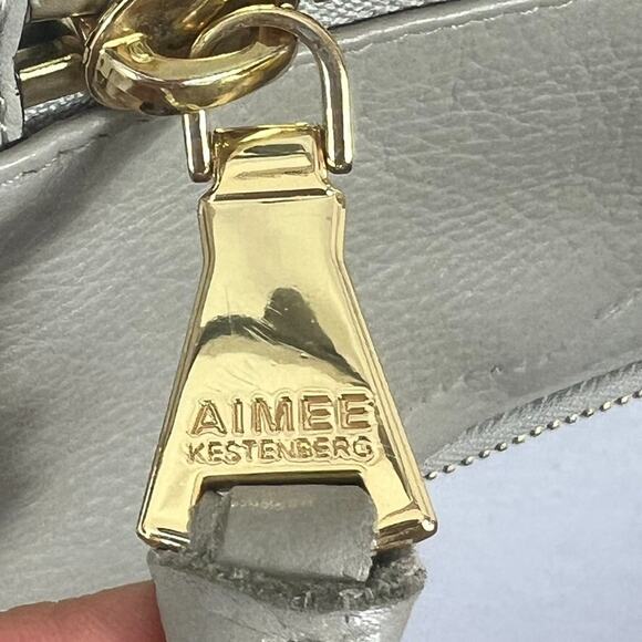 Aimee Kestenberg Purse Elephant Grey Leather Crossbody Zip Me Up - Picture 8 of 16